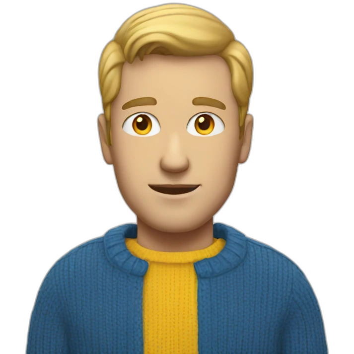 White Man in blue and yellow sweater emoji