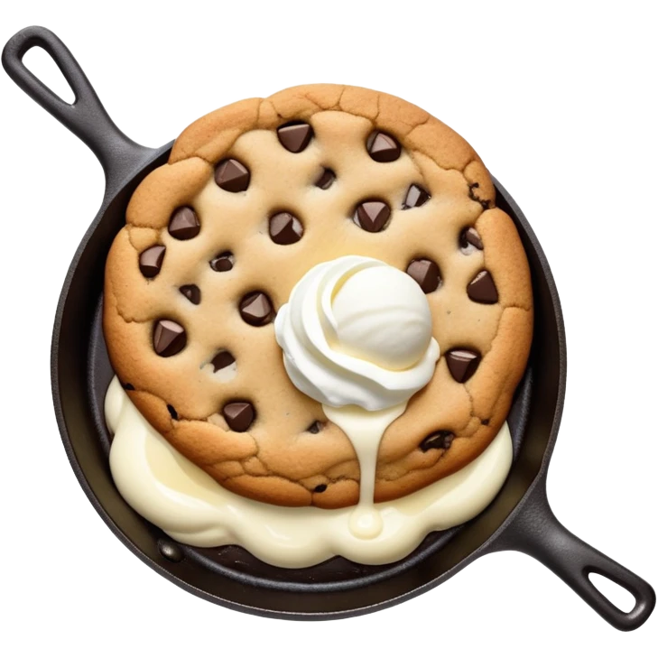 Chocolate chip cookie and ice cream in a skillet  emoji