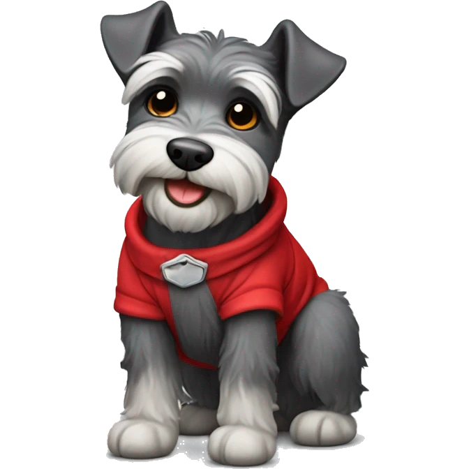 Little schnauzer dog smiling with red clothes emoji