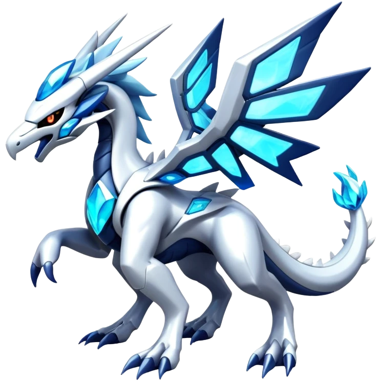 Futuristic Shiny Cyber-Suicune-Dialga-Kyurem-Reshiram-Creature, (full body) emoji