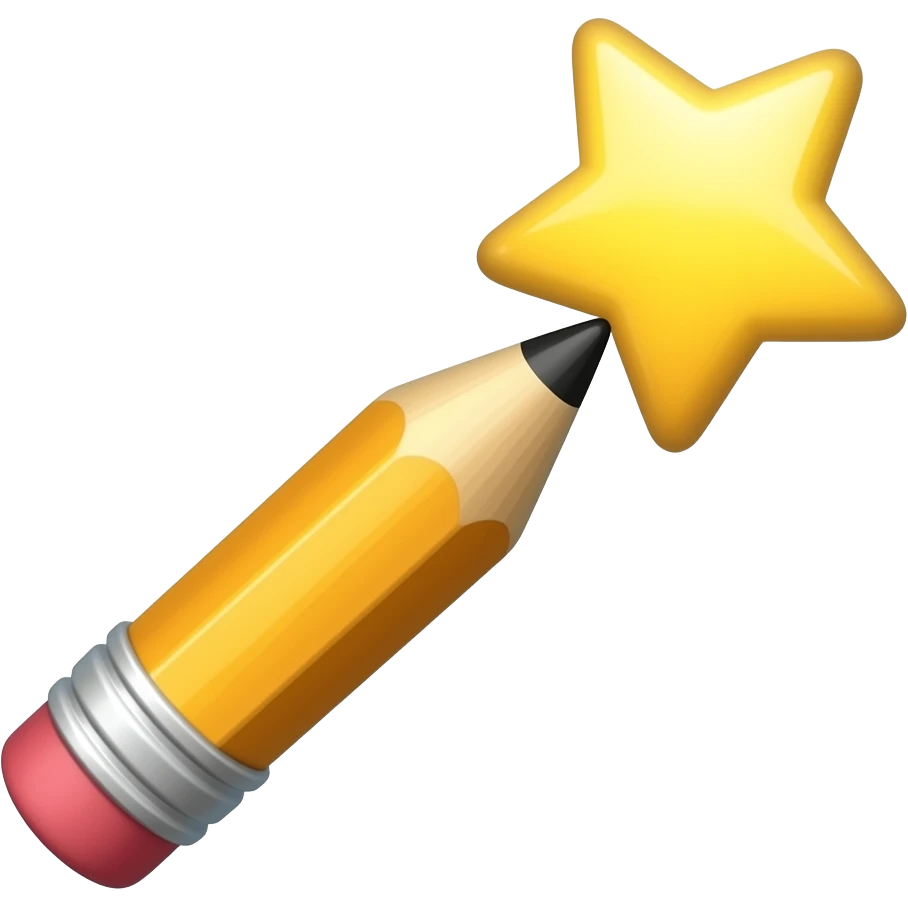 pencil that looks liek a magic wand with a star toward top/end of pencil emoji
