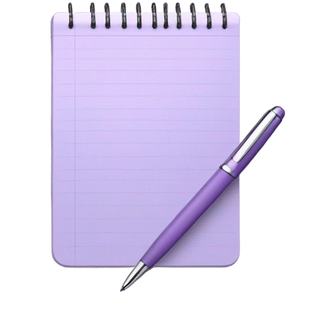 Light purple notepad with pen emoji