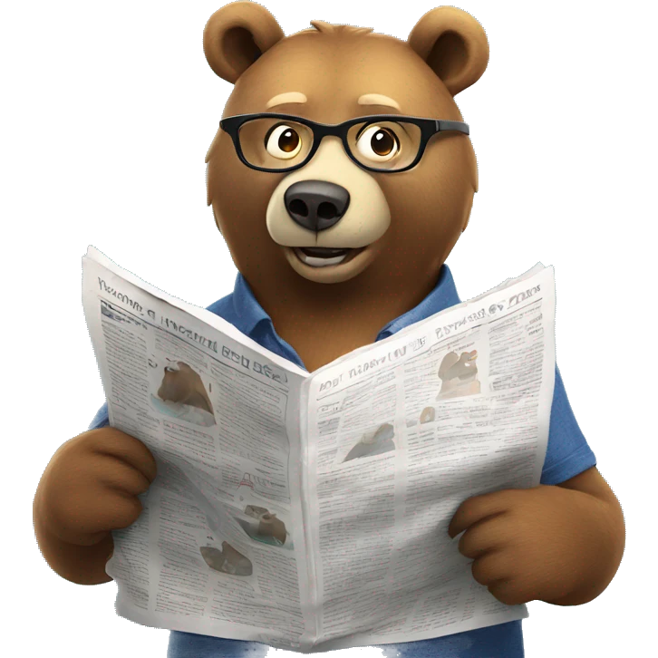 bear on iceberg wearing glasses reading newspaper emoji