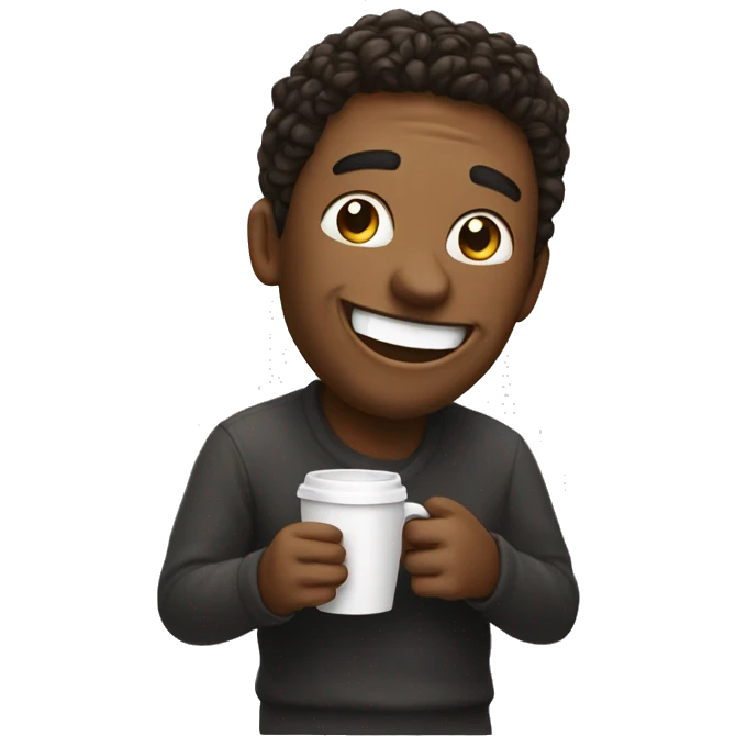 laughing while holding a coffee cup emoji