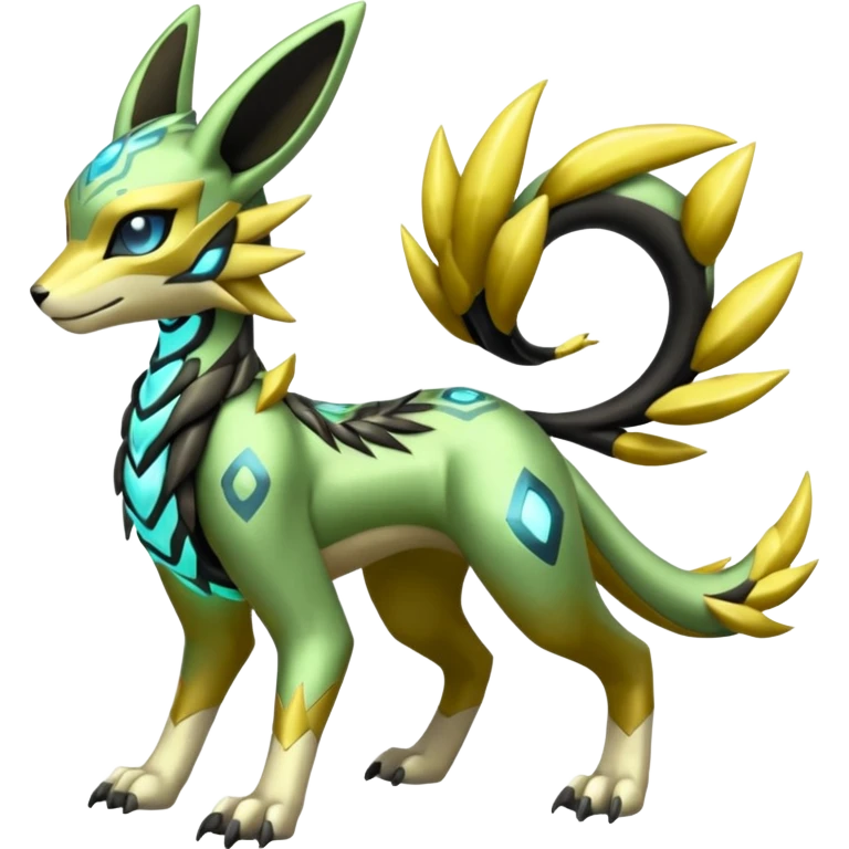  Exotic Meloetta-Zygarde-Zeraora-Renamon-Protogen-Palkia-hybrid-fusion-Fakémon-creature, full body emoji