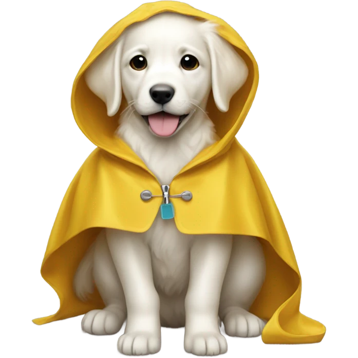 White puppy Golden retriever raincoat emoji