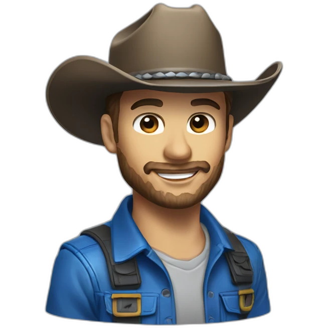 Blue Ford ranger raptor with cowboy hat emoji