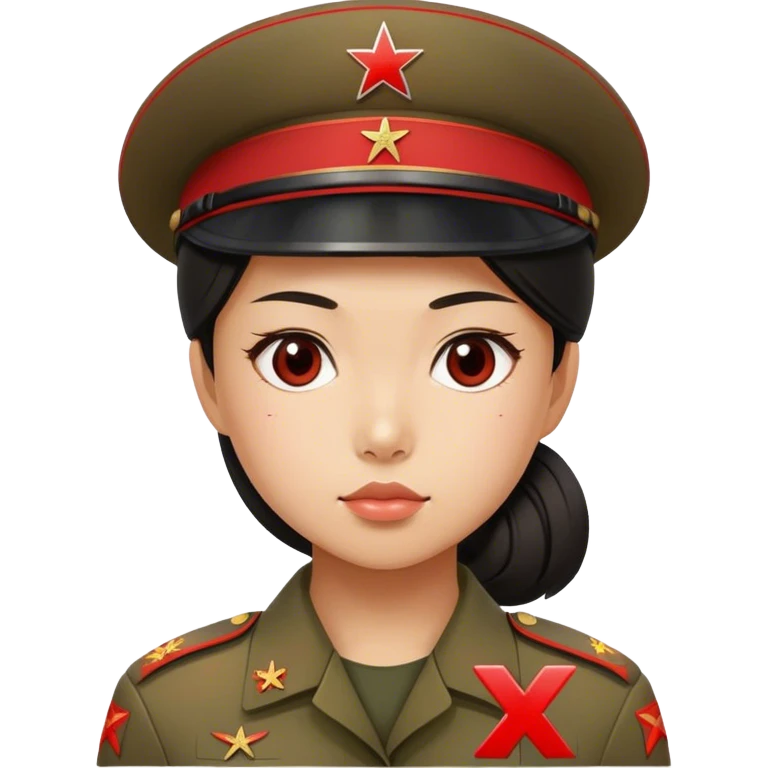  North Korean girl solder defector with a x red capital letter on her emoji