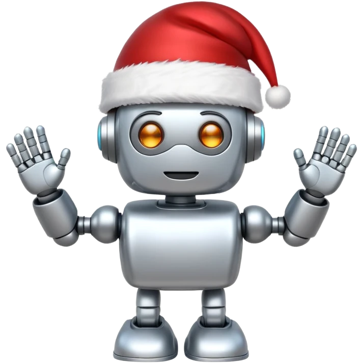 silver color robot a santa hat  emoji