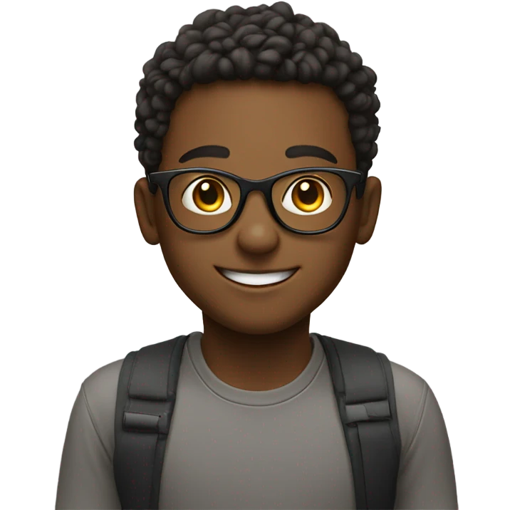 smiling boy with glasses indoors emoji