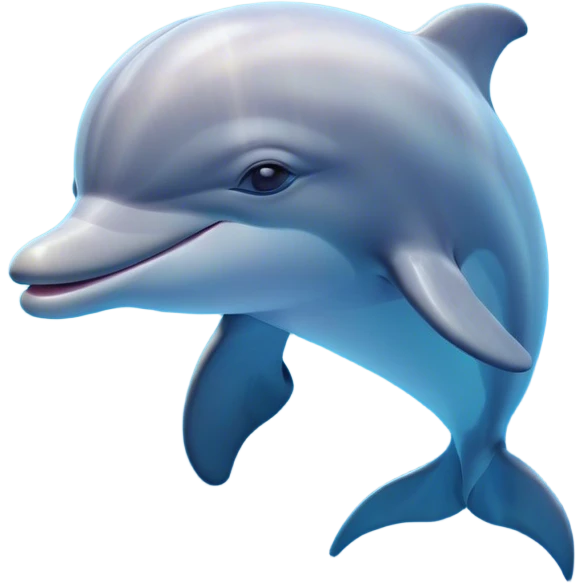 Cinematic Dreamy Dolphin Portrait Emoji, Floating serenely in a gentle sea of soft light, with a relaxed, streamlined body and half-closed, drowsy eyes that reflect a peaceful underwater lullaby, and a subtle, contented smile, Simplified yet irresistibly adorable features, highly detailed, glowing with a soft, dreamy aquatic radiance, high shine, calm and enchanting, stylized with an air of sleepy marine wonder, soft glowing outline, capturing the essence of a super cute dolphin that appears ready to drift into a sweet, soothing nap! emoji