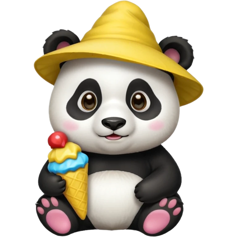 panda with yellow conical hat, candy emoji