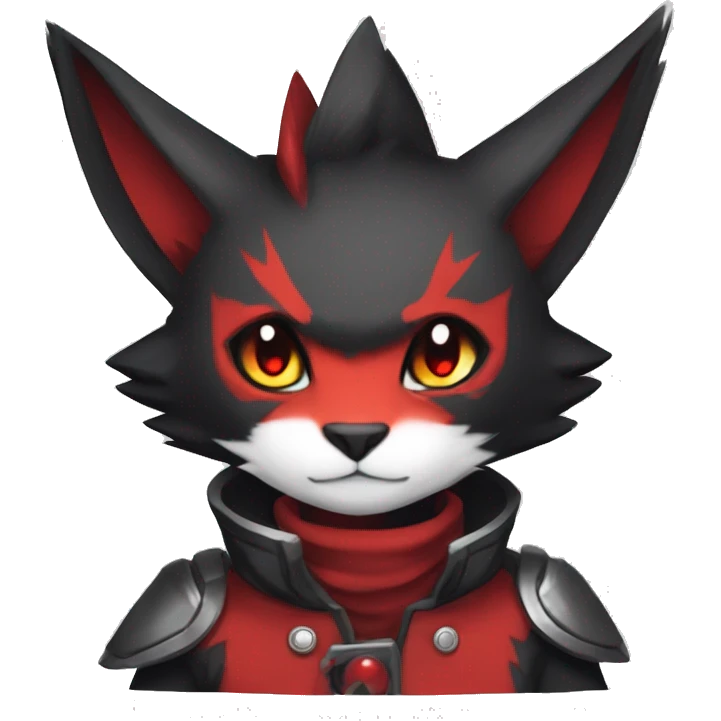 Black and Red Ethereal Cool Edgy Cute Anthro Zangoose Litten Fakémon emoji