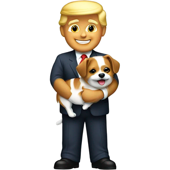 Trump holding a dog emoji