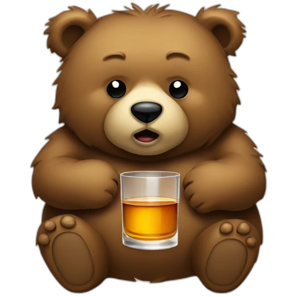 fat ragged shabby looking bear with whiskey in emoji