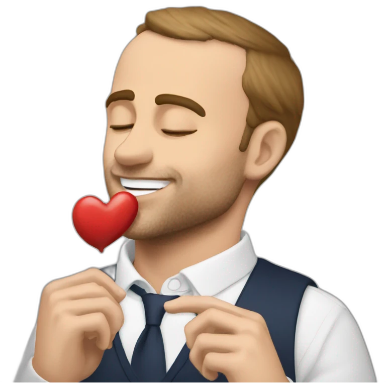 Macron-kissing-Squeezie emoji