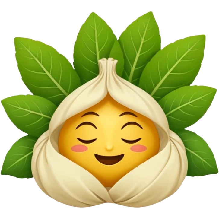 Georgian cuisine avatar in bright emoji-style illustration. Khinkali and herbs, rich golden and green colors, simple shapes, flat design, strong character. Without human emoji
