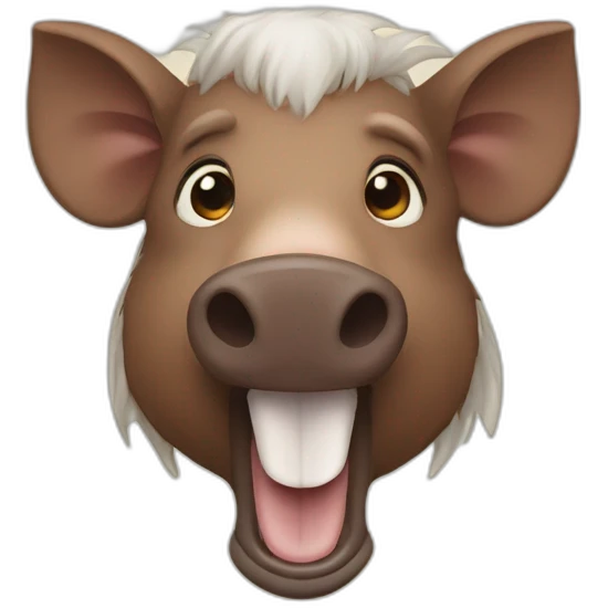 anthropomorphic brown boar with white tusks emoji