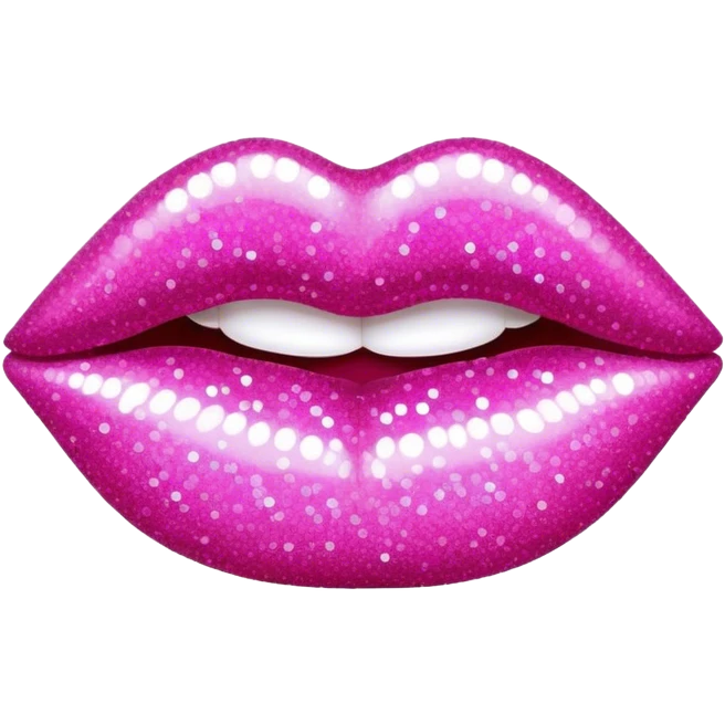 Pink glitter kissy lips emoji