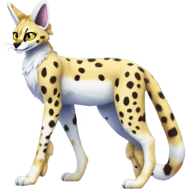 Epic Colorful Sergal-Serval-Vernid full body emoji