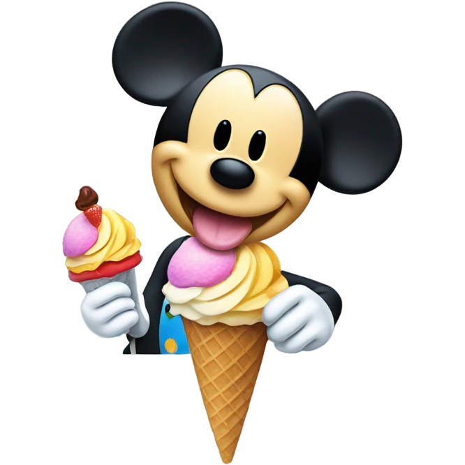 Mickey Mouse eating ice cream  emoji