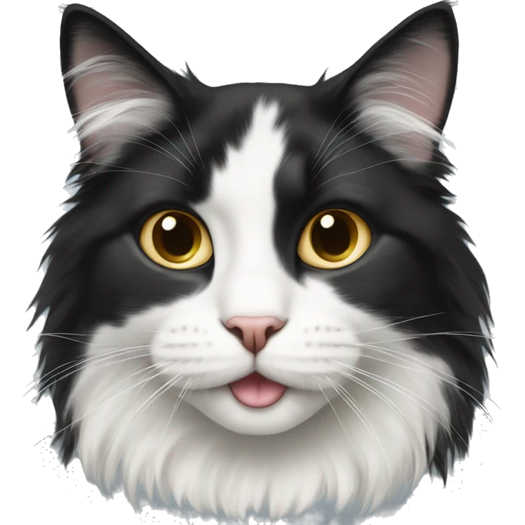 black-and-white cat domestic long-haired emoji