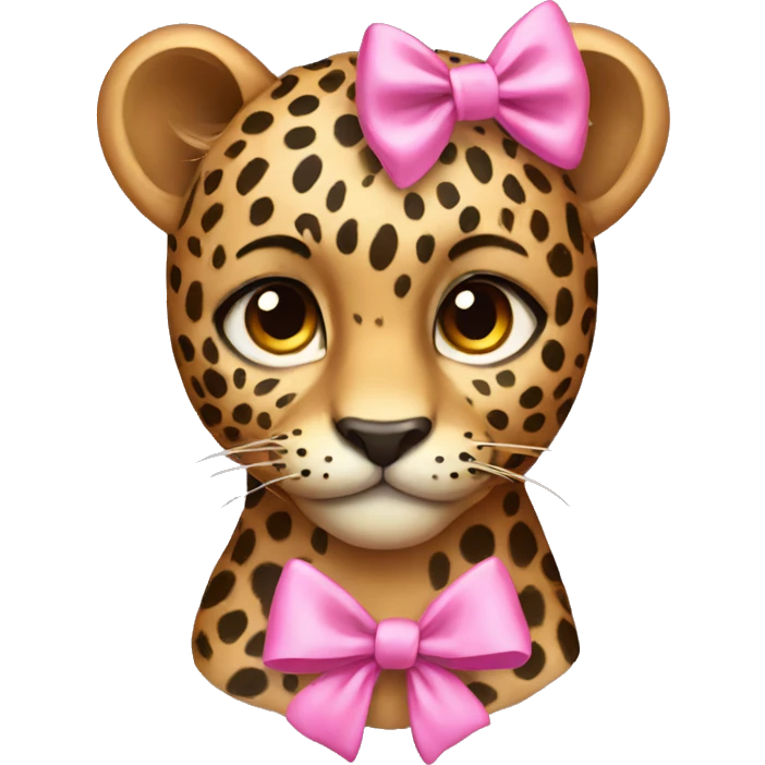 Leopard wearing pink bow emoji