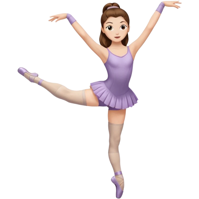 Ballet dancer in over the knee socks, leotard and long brown hair emoji