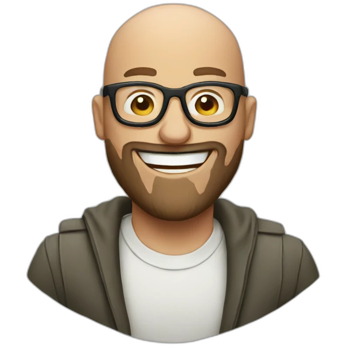 laughing bald man with beard with glasses emoji