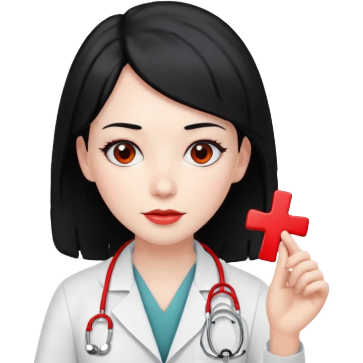 doctor with black hair and red hairclips  emoji