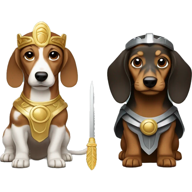 dauchund named hector as a greek god emperor and thor emoji