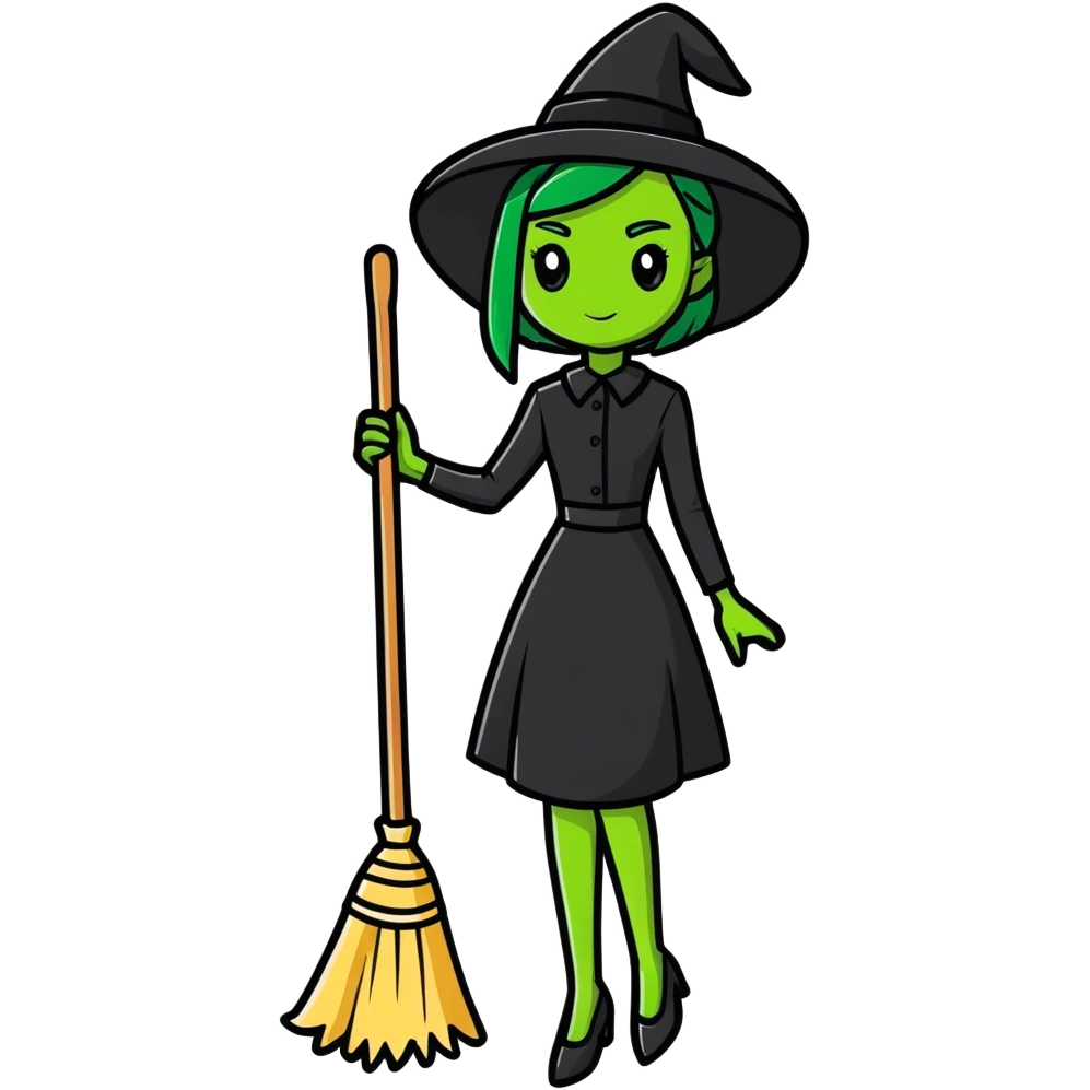 Wicked witch of the west holding broom emoji