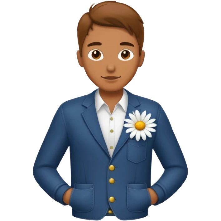 G Dradon,Stylish guy with single daisy in pocket emoji