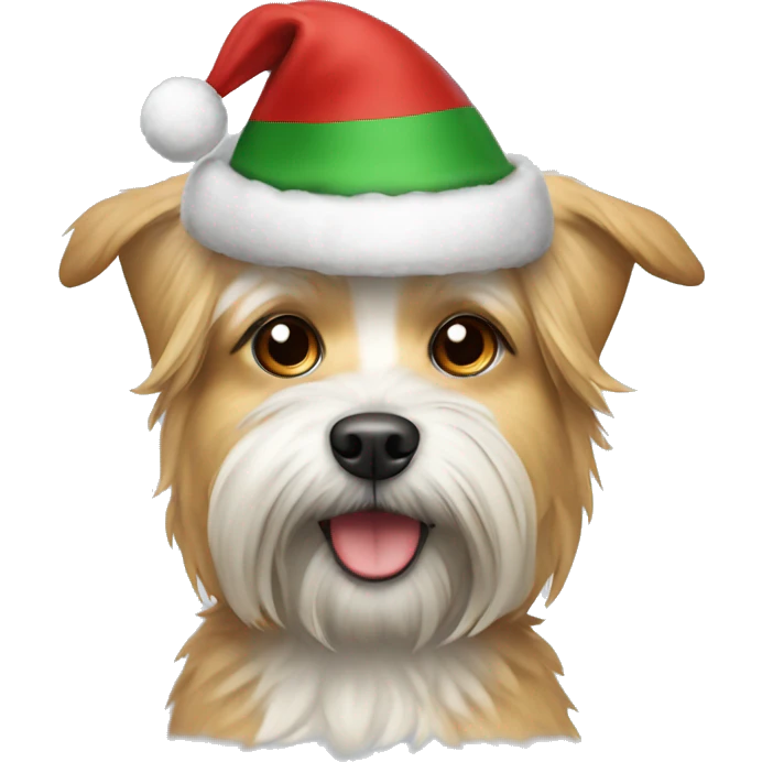 Morki Dog with Christmas hat on emoji
