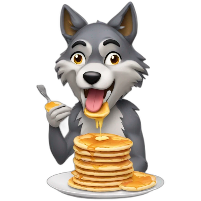 Wolf eating pancakes emoji
