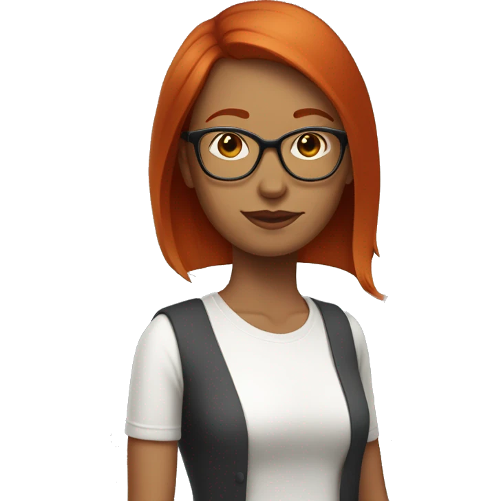 shortstraight red hair, glasses, slim, moderate complexion, mid thirties woman emoji