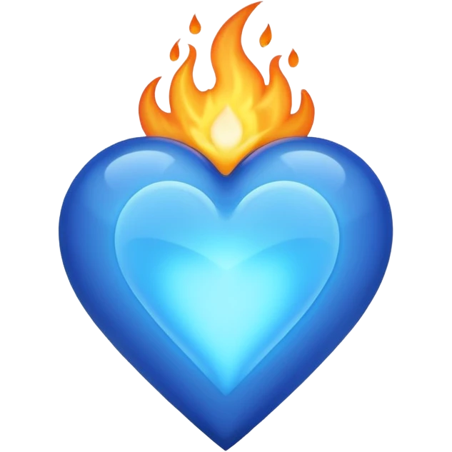 Blue heart with big BLUE flame NO RED OR ORANGE emoji