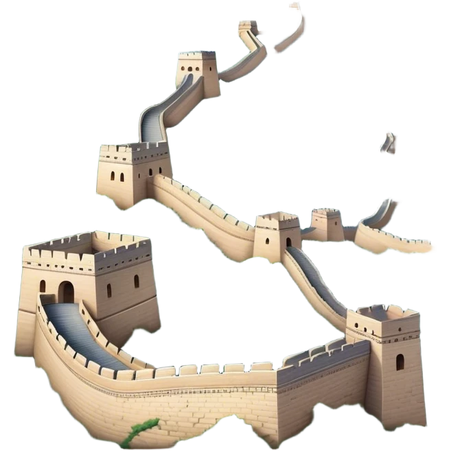 Cinematic Realistic Great Wall of China Landmark Emoji, depicted as ancient fortifications winding across majestic mountains, rendered with intricate detail and dramatic lighting. emoji