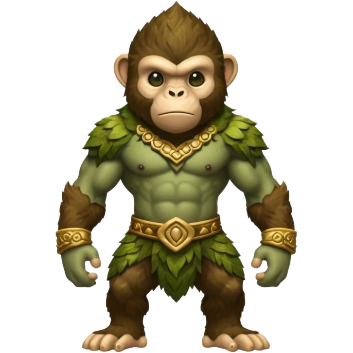 earth elemental monkey warior with moss green and brown furr emoji