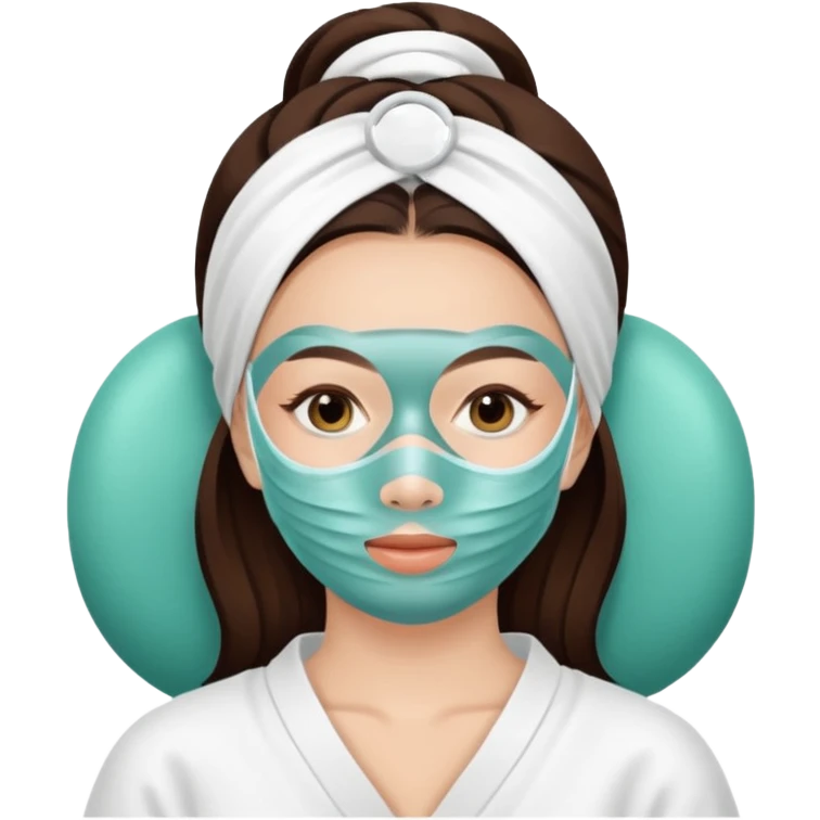 Lady with face mask spa beauty full face relaxing emoji