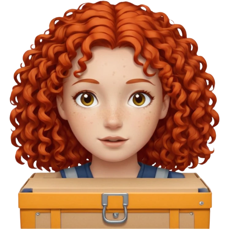 box carrier curly red hair girl  emoji