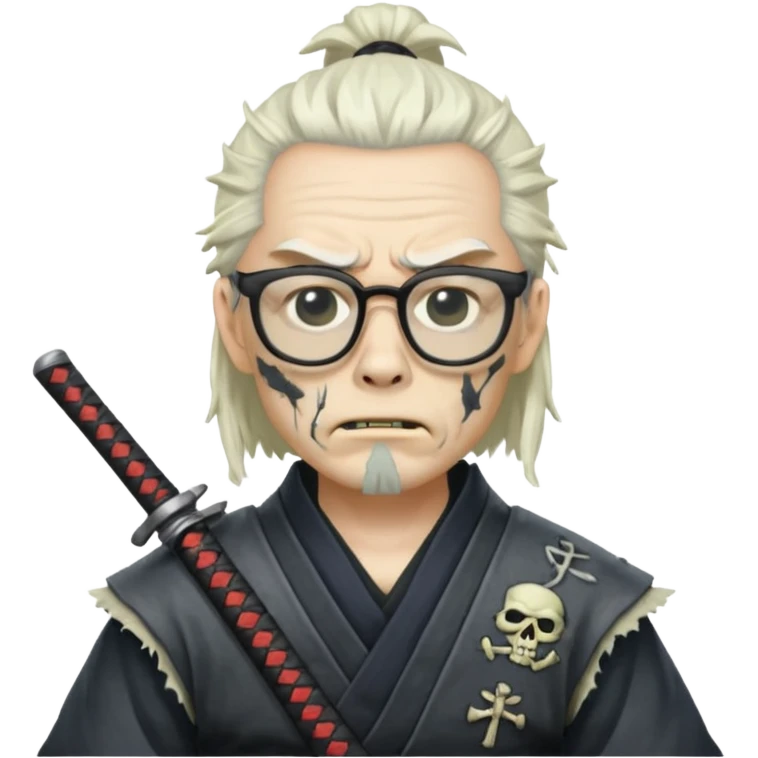 white zombie  samurai with glasses emoji