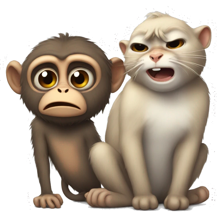 a monkey and cat crying really hard emoji