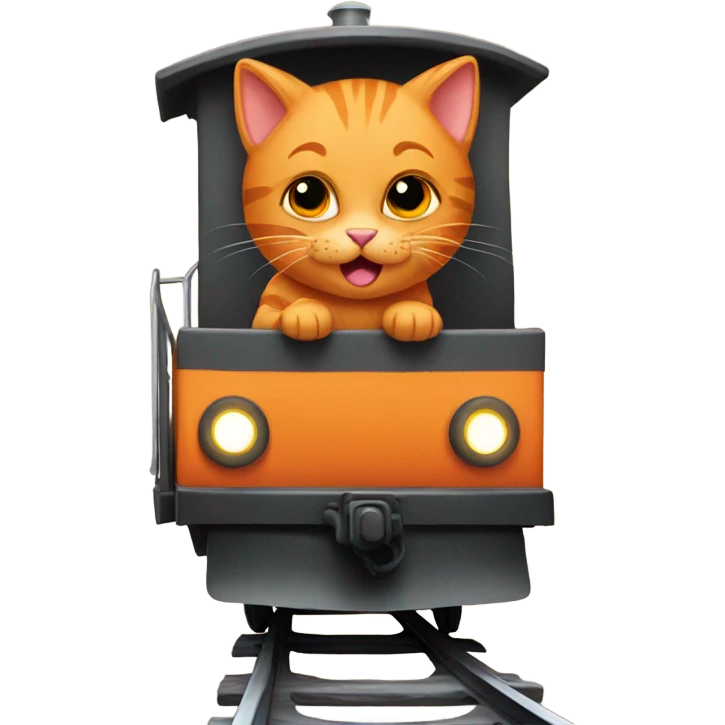 Orange kitty riding train emoji