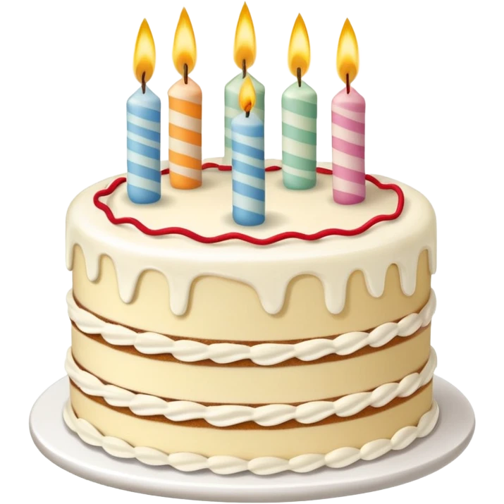 un gateau d'anniversaire dessiné au trait de couleur blanc emoji