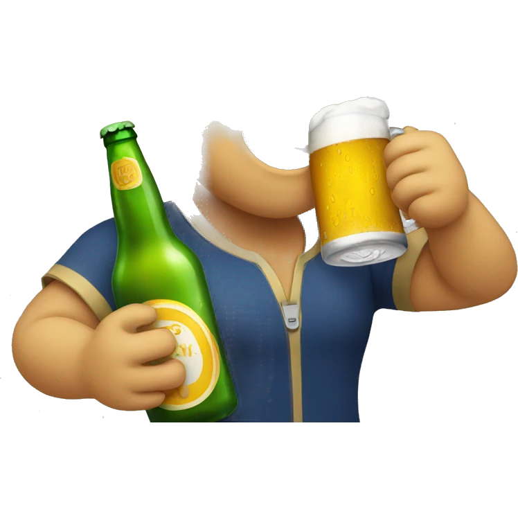 an emoji drinking a bottle of beer emoji