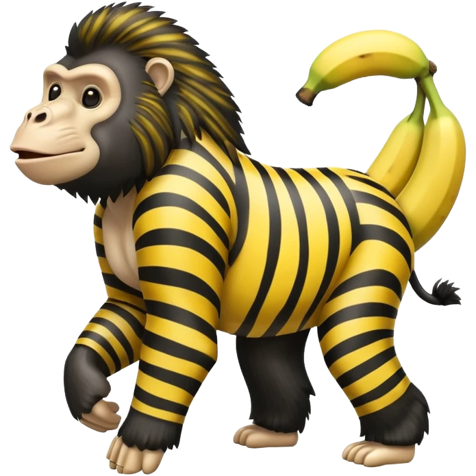 A banana mixed with a zebra mixed with a gorilla. emoji