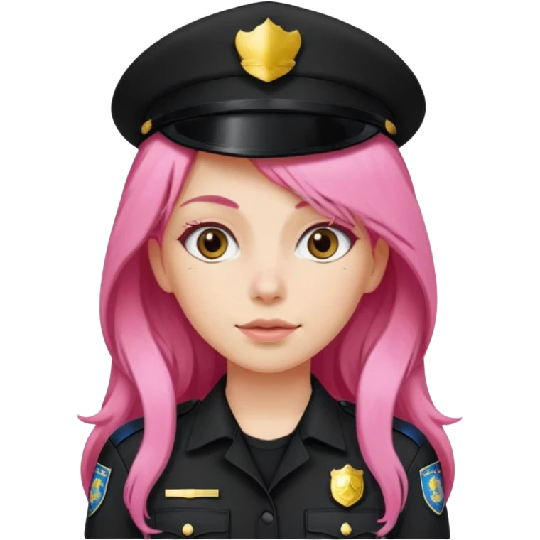 Female POLICE IN black, long pink hair emoji