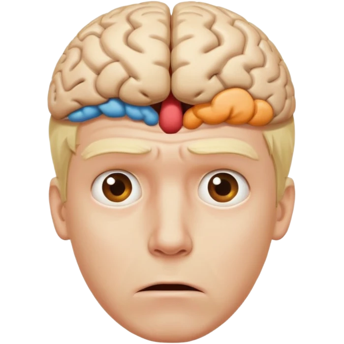 a worried blond man that dont know what to do and with the brain out of your opened head emoji
