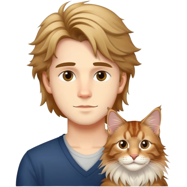handsome boy with Maine Coon emoji